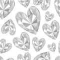 Seamless pattern hearts gemstone diamonds vector illustration